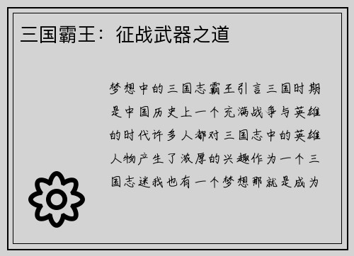 三国霸王：征战武器之道
